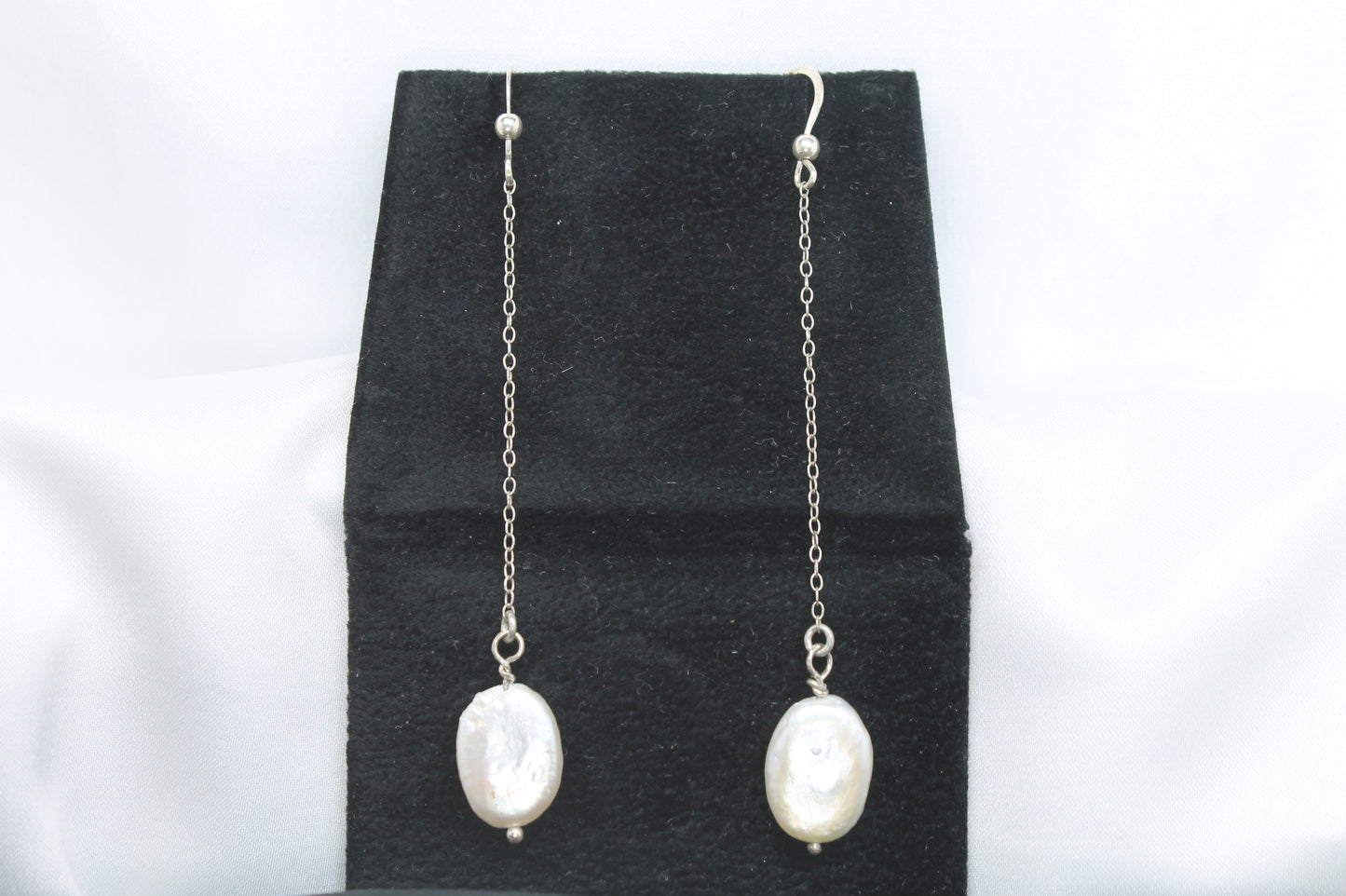 Σκουλαρίκι Χειροποίητο με  Φυσικό πλακέ Μαργαριτάρι γλυκού νερού από ασήμι (SK0360)