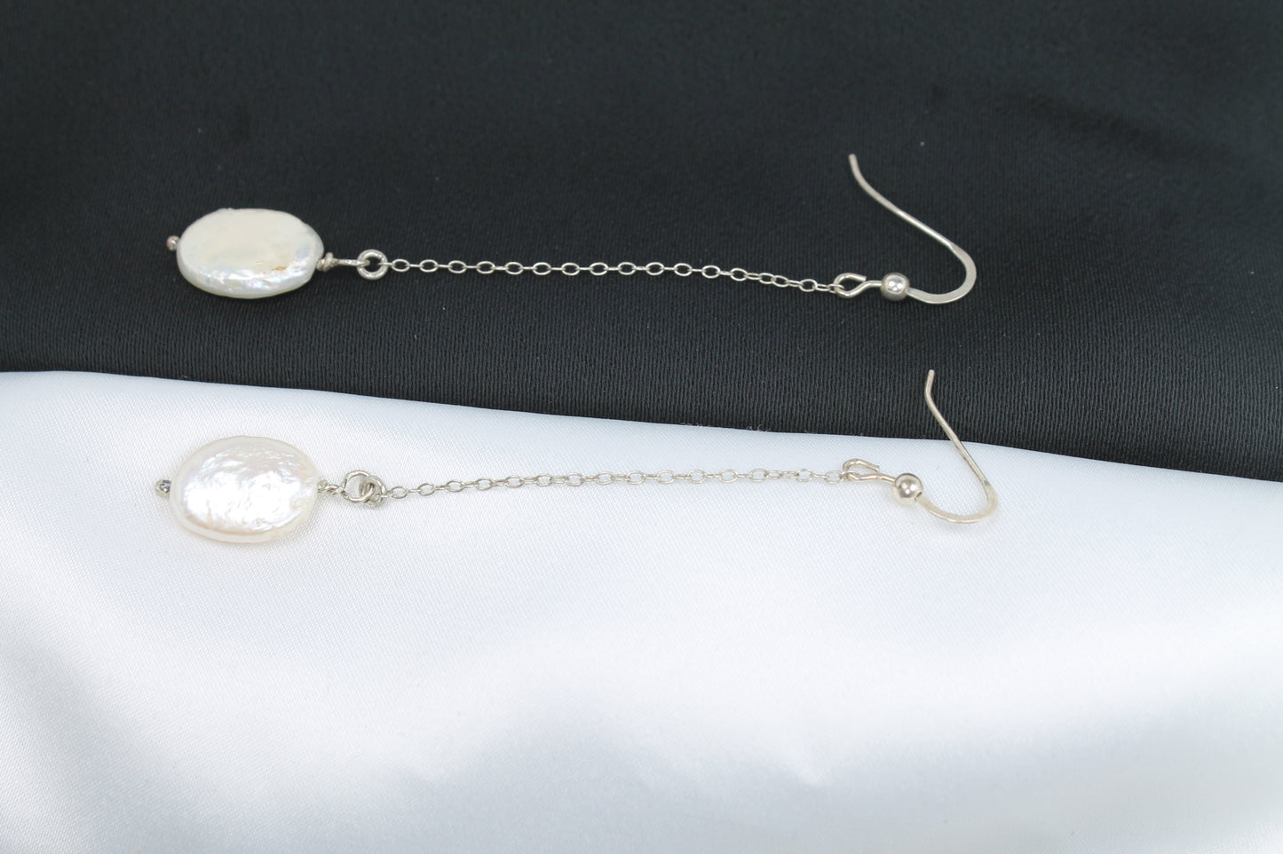 Σκουλαρίκι Χειροποίητο με  Φυσικό πλακέ Μαργαριτάρι γλυκού νερού από ασήμι (SK0360)